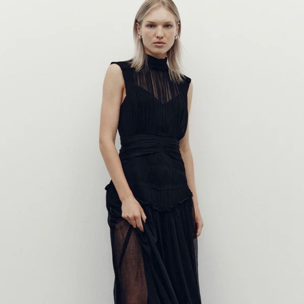 Shona Joy Clemence High Neck Midi Dress - Black